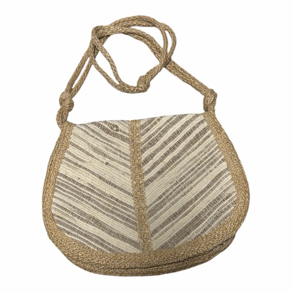 Handbags - Stylish Tan and Cream Woven natural Shoulder Bag